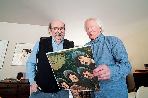 Mike Sudoma / Winnipeg Free Press
Michael Gillespie (left) and Dan Donahue (right) share a laugh as they look over a copy of The Beatles Rubber Soul record Friday afternoon 
February 21, 2020