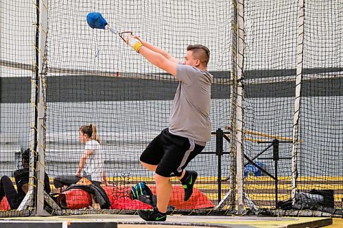 Daniel Crump / Winnipeg Free Press. Dylan Barnych practices his wieght throw at Max Bell Centre. He will be taking part in this weeks Boeing Indoor Track and Field Classic.. February 24, 2020.