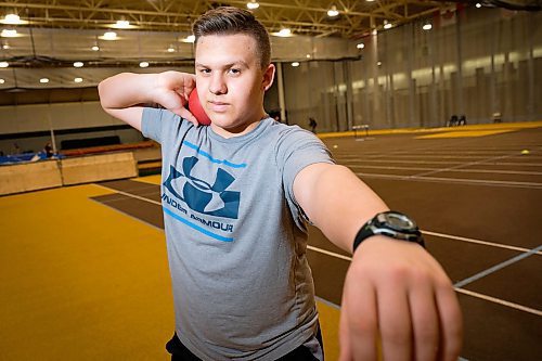 Daniel Crump / Winnipeg Free Press. Dylan Barnych is a 14-year-old thrower who will be taking part in this weeks Boeing Indoor Track and Field Classic.. February 24, 2020.