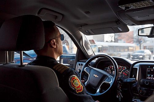 MIKE DEAL / WINNIPEG FREE PRESS
Tom Wallace, deputy chief of WFPS Support Services, during a ride along Friday evening.
200221 - Friday, February 21, 2020.