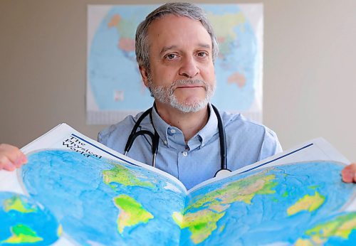 RUTH BONNEVILLE  /  WINNIPEG FREE PRESS 


LOCAL - healthy travel

Place: Travel Health Clinic

Portrait of Dr. Pierre Plourde in his office with world maps around him.

Subject: Dr. Pierre Plourde is a medical officer of health with the WHRA and is an infectious diseases and tropical medicine specialist. I am including him in a story about staying healthy while travelling, which is set to run in arts on Saturday.

Story by Eva Wasney.

Feb 26th,, 2020
