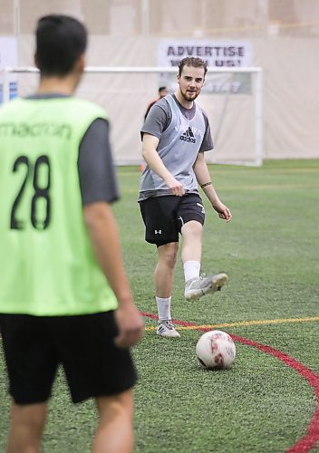 RUTH BONNEVILLE  /  WINNIPEG FREE PRESS 

SPORTS - Valour trials 

Story: first day of open soccer trials at U of M soccer complex Wednesday.
Photo of #26 Eric Watson, practicing on the field Wednesday. 

Taylor will advise on who to photograph.

Taylor Allen story 
Feb 26th,, 2020
