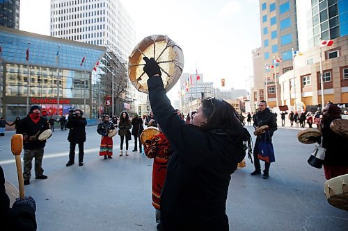 JOHN WOODS / WINNIPEG FREE PRESS
Protesters in support of Wetsuweten blockades close Portage and Main to traffic in Winnipeg Wednesday, February 26, 2020. 

Reporter: ?