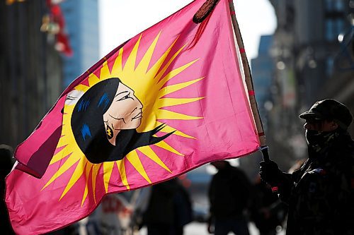 JOHN WOODS / WINNIPEG FREE PRESS
Protesters in support of Wetsuweten blockades close Portage and Main to traffic in Winnipeg Wednesday, February 26, 2020. 

Reporter: ?