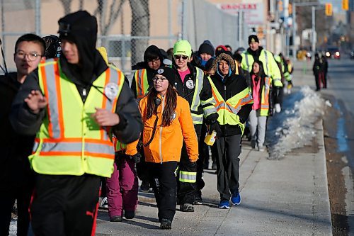 JOHN WOODS / WINNIPEG FREE PRESS
Students from General Wolfe School participated in a youth mock patrol with the Bear Clan Patrol and Winnipeg police on Ellice Ave. in Winnipeg Wednesday, February 26, 2020. 

Reporter: Maggie