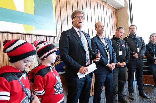 RUTH BONNEVILLE  /  WINNIPEG FREE PRESS 

LOCAL - Hockey Rink alternative to cuts

Councillor Kevin Klein speaks to media with Chris Hall, right, president of the board of directors for Hockey Winnipeg, along with various community members, during a press conference to discuss  an alternative solution to the proposed cuts to hockey rinks and community centres in Winnipeg in the 2020 Budget, at City Hall on Friday. 


See story by Joyanne Pursaga

Feb 28th, 2020
