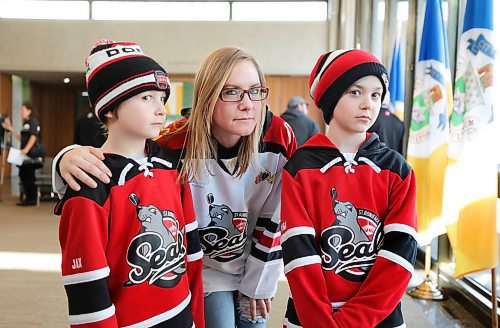 RUTH BONNEVILLE  /  WINNIPEG FREE PRESS 

LOCAL - Hockey Rink alternative to cuts

Photo of Heidi Meder with her two boys, Jax - her left, (8yrs), and Vegas (9yrs), who both play hockey for the St. Boniface Seals, at city hall on Friday.  Medar and her kids were interviewed about the possibility of hockey rinks closing on Friday. 


Chris Hall, president of the board of directors for Hockey Winnipeg, along with various community members, hold a press conference to discuss  an alternative solution to the proposed cuts to hockey rinks and community centres in Winnipeg in the 2020 Budget, at City Hall on Friday. 


See story by Joyanne Pursaga

Feb 28th, 2020
