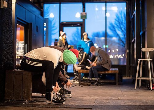 Mike Sudoma / Winnipeg Free Press
Skaters get ready to go for a skate at The Forks Friday afternoon
February 28, 2020