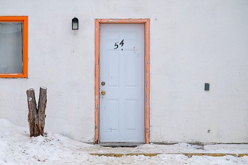 Daniel Crump / Winnipeg Free Press. Blood smears on the door of unit 54 at the Capri Motel on Pembina hwy at the site where several people were seriously attacked by dogs. February 29, 2020.