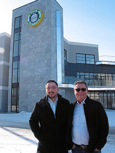 Canstar Community News Feb. 25, 2020 - Marcel Vouriot (at right) and son Keary are shown in front of the new Volmar Industries headquarters on Rue Principlae in La Salle. (ANDREA GEARY/CANSTAR COMMUNITY NEWS)