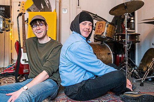 MIKAELA MACKENZIE / WINNIPEG FREE PRESS

Adam Fuhr, who has started the House of Wonders record label (left), and Amos Nadlersmith, the label's first signed artist, in their studio in Winnipeg on Tuesday, March 3, 2020. For Frances Koncan story.
Winnipeg Free Press 2019.