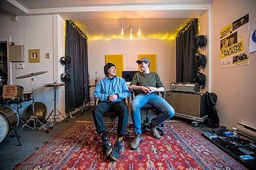 MIKAELA MACKENZIE / WINNIPEG FREE PRESS

Adam Fuhr, who has started the House of Wonders record label (right), and Amos Nadlersmith, the label's first signed artist, in their studio in Winnipeg on Tuesday, March 3, 2020. For Frances Koncan story.
Winnipeg Free Press 2019.