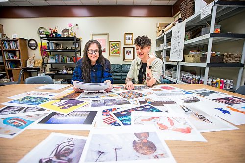 MIKAELA MACKENZIE / WINNIPEG FREE PRESS

Artist Lita Fontaine (left) and art teacher Barb Bottle pose for a photo at Margaret Park School with the MAWA art cards, which are created by Indigenous women artists and include a teaching guide to assist educators in talking about racism, the environment and Indigenous/settler relationships, in Winnipeg on Tuesday, March 3, 2020. For Eva Wasney story.
Winnipeg Free Press 2019.