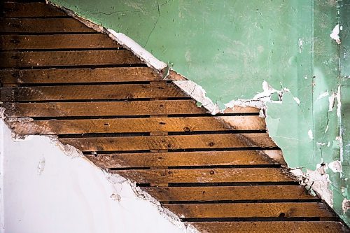 MIKAELA MACKENZIE / WINNIPEG FREE PRESS

Plaster is stripped away to reveal the lath underneath at the Ukrainian Labour Temple, which is undergoing renovations to make it accessible, in Winnipeg on Wednesday, March 4, 2020. For Sol Israel story.
Winnipeg Free Press 2019.