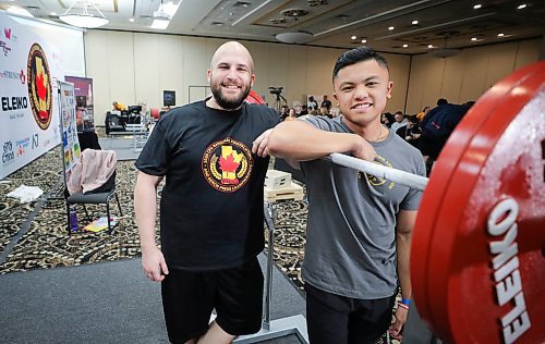 RUTH BONNEVILLE  /  WINNIPEG FREE PRESS 

SPORTS - National Powerlifting Championships

Mathew Bowen, president of the Manitoba Powerlifting Association (left) and Henry de Guzman,Team Manitoba's Head Coach pose for a photo during a short break at the Canadian National Powerlifting Championships at the Victoria Inn Hotel & Convention Centre Wednesday.  

The 3 day event from March 3-7 has 428 of Canadas strongest lifters hoping to break national records in the squat, bench press, and deadlift events and features athletes of all ages (16 all the way up to 73) and abilities including two Paralympic powerlifters competing.

See Taylor Allen's story.
March 4th,  2020
