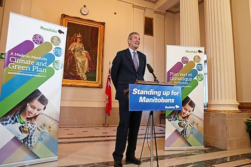 MIKE DEAL / WINNIPEG FREE PRESS

Premier Brian Pallister says that his government will implement a flat $25-per-tonne Green Levy and reduce the PST to six per cent during an announcement Thursday morning. 
200305 - Thursday, March 5, 2020