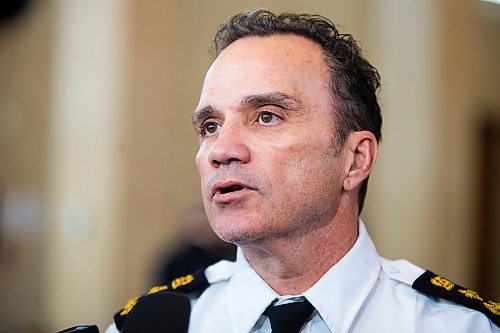 MIKAELA MACKENZIE / WINNIPEG FREE PRESS

Police chief Danny Smyth speaks to the media after the Police Board meeting at City Hall in Winnipeg on Friday, March 6, 2020. For Danielle Da Silva story.
Winnipeg Free Press 2019.