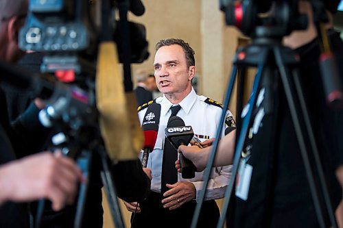 MIKAELA MACKENZIE / WINNIPEG FREE PRESS

Police chief Danny Smyth speaks to the media after the Police Board meeting at City Hall in Winnipeg on Friday, March 6, 2020. For Danielle Da Silva story.
Winnipeg Free Press 2019.