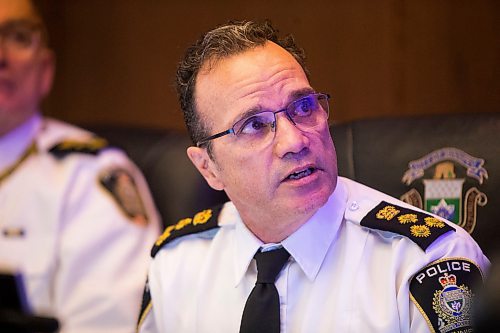 MIKAELA MACKENZIE / WINNIPEG FREE PRESS

Police chief Danny Smyth speaks at the Police Board meeting at City Hall in Winnipeg on Friday, March 6, 2020. For Danielle Da Silva story.
Winnipeg Free Press 2019.