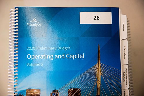 MIKAELA MACKENZIE / WINNIPEG FREE PRESS

The 2020 budget at City Hall in Winnipeg on Friday, March 6, 2020. 
Winnipeg Free Press 2019.