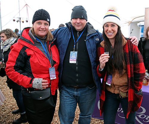 JASON HALSTEAD / WINNIPEG FREE PRESS

From left, Maria Conley, James Conley and Dallas Cartman of Breakthru Beverages at the Manitoba 150 reception on Feb. 14, 2020 at Festival du Voyageur. (See Social Page)