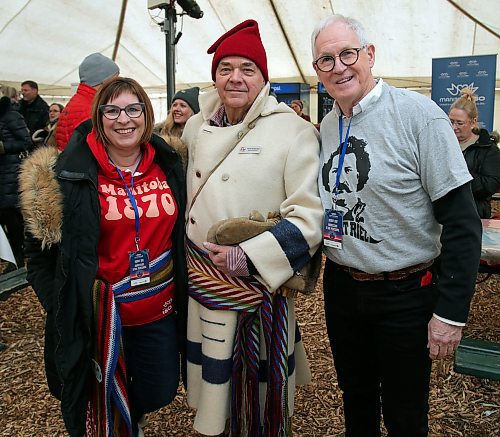 JASON HALSTEAD / WINNIPEG FREE PRESS

From left, Monique LaCoste (co-chair, Manitoba 150 Host Committee), David Dandeneau (board chair, Manito Ahbee) and Stuart Murray (co-chair, Manitoba 150 Host Committee) at the Manitoba 150 reception on Feb. 14, 2020 at Festival du Voyageur. (See Social Page)