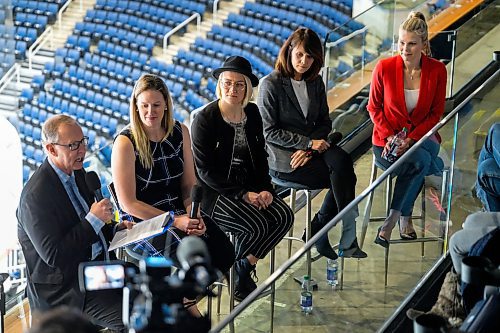 Daniel Crump / Winnipeg Free Press.¤(Women left to right) Sami Jo Small, Venla Hovi, Norva Riddell and Sara Orlesky speak about gender equality in sport during a panel discussion hosted by the Manitoba Moose at Bell MTS Place. March 7, 2020.