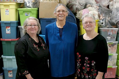 SHANNON VANRAES / WINNIPEG FREE PRESS
Kimberly Scutchings, Hedy McClelland and Lorraine Iverach at a West End warehouse on March 6, 2020. McClelland uses the warehouse to store her massive collection of dolls and other collectables, which will be on display at The Winnipeg Doll Extravaganza at the Viscount Gort Hotel on March 15.