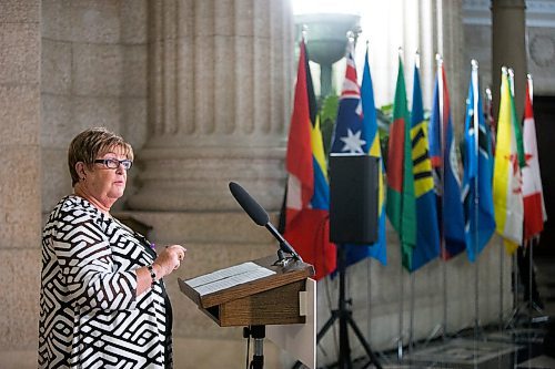 MIKAELA MACKENZIE / WINNIPEG FREE PRESS

Barbara Bowes, chairperson of the Manitoba Womens Advisory Council, speaks at the Manitoba Legislative Building in Winnipeg on International Women's Day, Monday, March 9, 2020. 
Winnipeg Free Press 2019.