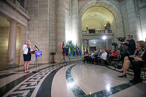 MIKAELA MACKENZIE / WINNIPEG FREE PRESS

Cathy Cox, minister responsible for the status of women, announces the Empower Women 20/20 Awards launch at the Manitoba Legislative Building in Winnipeg on International Women's Day, Monday, March 9, 2020. 
Winnipeg Free Press 2019.