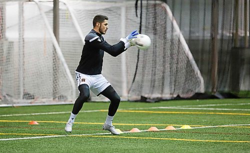 MIKE DEAL / WINNIPEG FREE PRESS
Valour FC Goalie James Pantemis during training camp at WSF Soccer South Monday morning.
200309 - Monday, March 09, 2020.