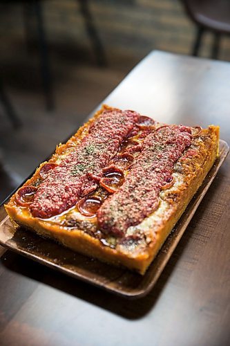 MIKAELA MACKENZIE / WINNIPEG FREE PRESS

The Troiano Berghela (Detroit-style pepperoni pizza) at Tommy's Pizzeria in Winnipeg on Tuesday, March 10, 2020. 
Winnipeg Free Press 2019.