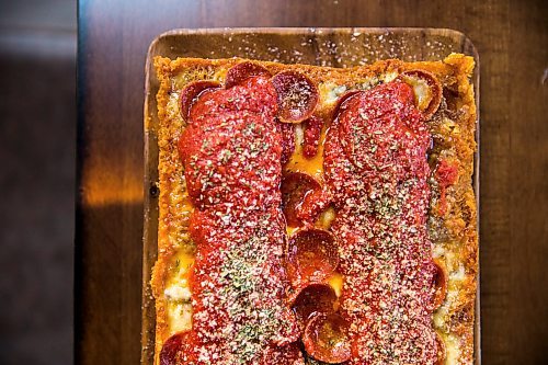 MIKAELA MACKENZIE / WINNIPEG FREE PRESS

The Troiano Berghela (Detroit-style pepperoni pizza) at Tommy's Pizzeria in Winnipeg on Tuesday, March 10, 2020. 
Winnipeg Free Press 2019.