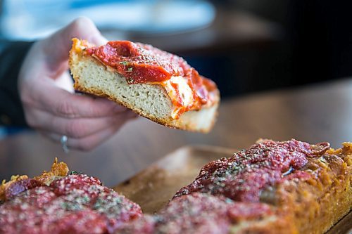 MIKAELA MACKENZIE / WINNIPEG FREE PRESS

The Troiano Berghela (Detroit-style pepperoni pizza) at Tommy's Pizzeria in Winnipeg on Tuesday, March 10, 2020. 
Winnipeg Free Press 2019.