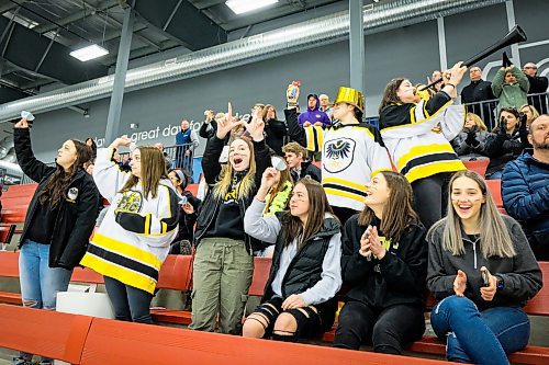 Daniel Crump / Winnipeg Free Press.¤Fans of Fort Richmond Centurions cheer as their team wins game two of the B Division High School Hockey Championship against the Murdoch Mackay Clansmen. The series is now tied at one a piece. March 10, 2020.