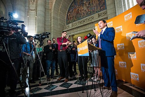 MIKAELA MACKENZIE / WINNIPEG FREE PRESS

Wab Kinew speaks to the media about delaying proceedings in the chamber at the Manitoba Legislative Building in Winnipeg on Wednesday, March 11, 2020. 
Winnipeg Free Press 2019.