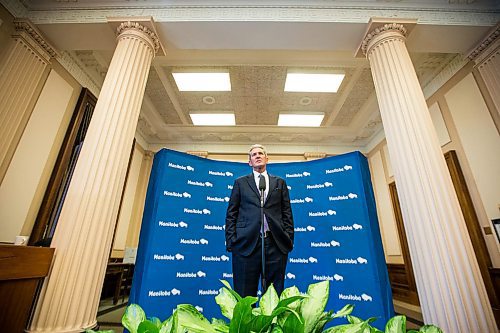 MIKAELA MACKENZIE / WINNIPEG FREE PRESS

Brian Pallister speaks to the media about the opposition delaying proceedings in the chamber on budget day at the Manitoba Legislative Building in Winnipeg on Wednesday, March 11, 2020. 
Winnipeg Free Press 2019.