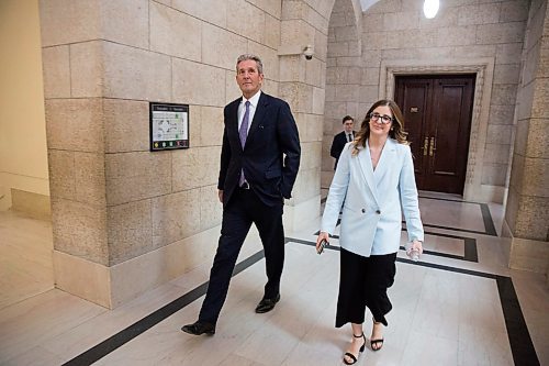 MIKE DEAL / WINNIPEG FREE PRESS
Premier Brian Pallister makes his way to a press conference to talk about the delay in presenting the provinces budget to the Manitoba Legislative Assembly on Wednesday. He is stating that they will table the budge as soon as possible Thursday. He said in his press conference that he is being forced to cancel or delay a meeting with the Prime Minister.
200311 - Wednesday, March 11, 2020.