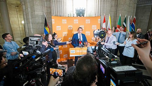 MIKAELA MACKENZIE / WINNIPEG FREE PRESS

Wab Kinew speaks to the media about delaying proceedings in the chamber at the Manitoba Legislative Building in Winnipeg on Wednesday, March 11, 2020. 
Winnipeg Free Press 2019.