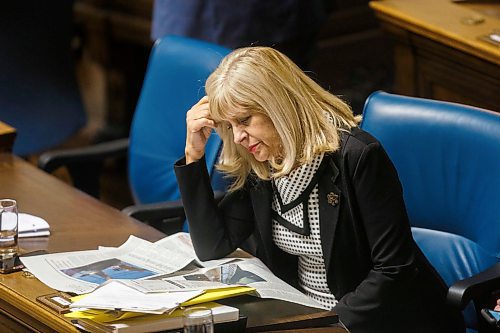 MIKAELA MACKENZIE / WINNIPEG FREE PRESS
Minister of Sport, Culture and Heritage, Cathy Cox, in the chamber at the Manitoba Legislative Building in Winnipeg on Wednesday, March 11, 2020. 
Winnipeg Free Press 2019.