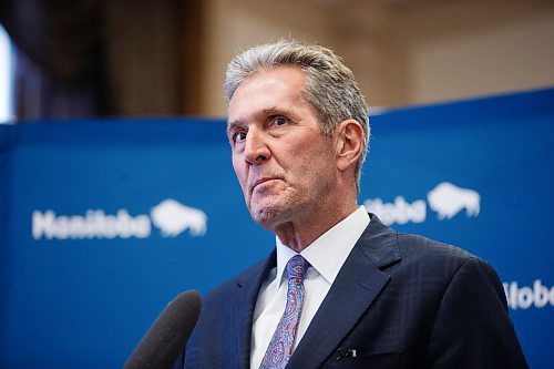 MIKAELA MACKENZIE / WINNIPEG FREE PRESS

Brian Pallister speaks to the media about the opposition delaying proceedings in the chamber on budget day at the Manitoba Legislative Building in Winnipeg on Wednesday, March 11, 2020. 
Winnipeg Free Press 2019.