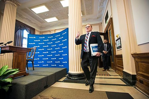 MIKAELA MACKENZIE / WINNIPEG FREE PRESS

Finance minister Scott Fielding speaks to the media about the 2020 provincial budget at the Manitoba Legislative Building in Winnipeg on Wednesday, March 11, 2020. 
Winnipeg Free Press 2019.