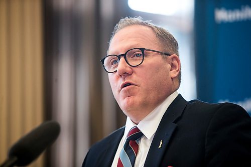 MIKAELA MACKENZIE / WINNIPEG FREE PRESS

Finance minister Scott Fielding speaks to the media about the 2020 provincial budget at the Manitoba Legislative Building in Winnipeg on Wednesday, March 11, 2020. 
Winnipeg Free Press 2019.