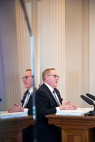 MIKAELA MACKENZIE / WINNIPEG FREE PRESS

Finance minister Scott Fielding speaks to the media about the 2020 provincial budget at the Manitoba Legislative Building in Winnipeg on Wednesday, March 11, 2020. 
Winnipeg Free Press 2019.