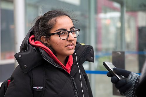 MIKAELA MACKENZIE / WINNIPEG FREE PRESS

Transit rider Tanya Thind speaks to the Free Press about her COVID-19 concerns on Portage Avenue in downtown Winnipeg on Thursday, March 12, 2020. For Julia-Simone Rutgers story.
Winnipeg Free Press 2019.