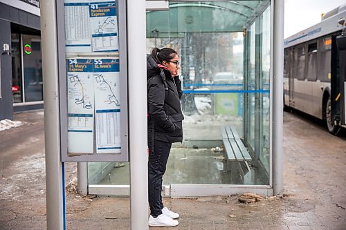 MIKAELA MACKENZIE / WINNIPEG FREE PRESS

Transit rider Tanya Thind waits for the bus on Portage Avenue in downtown Winnipeg on Thursday, March 12, 2020. For Julia-Simone Rutgers story.
Winnipeg Free Press 2019.