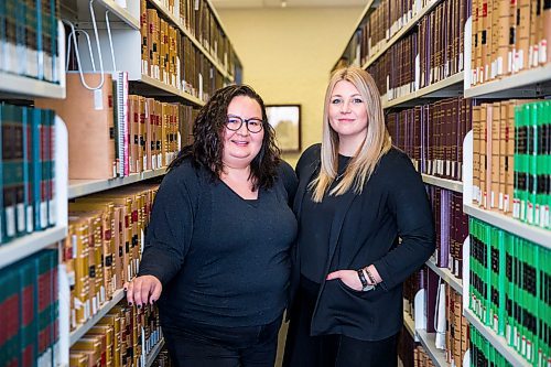 MIKAELA MACKENZIE / WINNIPEG FREE PRESS

Lawyers Stacey Soldier (left) and Melissa Serbin, who are running a new Indigenous law certificate program at the University of Manitoba, pose for a portrait in the law faculty library in Winnipeg on Friday, March 13, 2020. 
Winnipeg Free Press 2019.