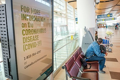 Daniel Crump / Winnipeg Free Press.¤A sign at Winnipeg James Armstrong Richardson International Airport provides information about the COVID-19 virus. March 14, 2020.