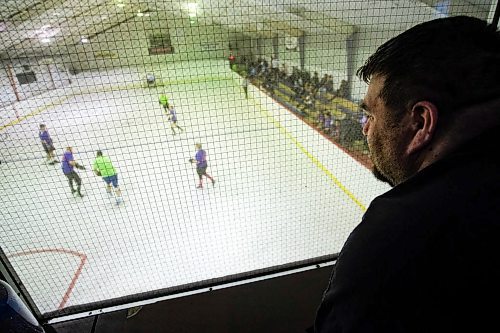 Daniel Crump / Winnipeg Free Press.¤Guy Lafleur watches a game between Dreas Dragons (green) and he Illegal Curves (purple) at the Stick it to Cancer Ball Hockey Fundraiser in support of six-year-old Drea Pepe at Duncan Sportsplex. March 14, 2020.