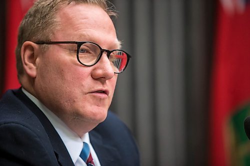 MIKAELA MACKENZIE / WINNIPEG FREE PRESS

Finance minister Scott Fielding speaks to media about the delayed budget at the Manitoba Legislative Building in Winnipeg on Monday, March 16, 2020. 
Winnipeg Free Press 2019.